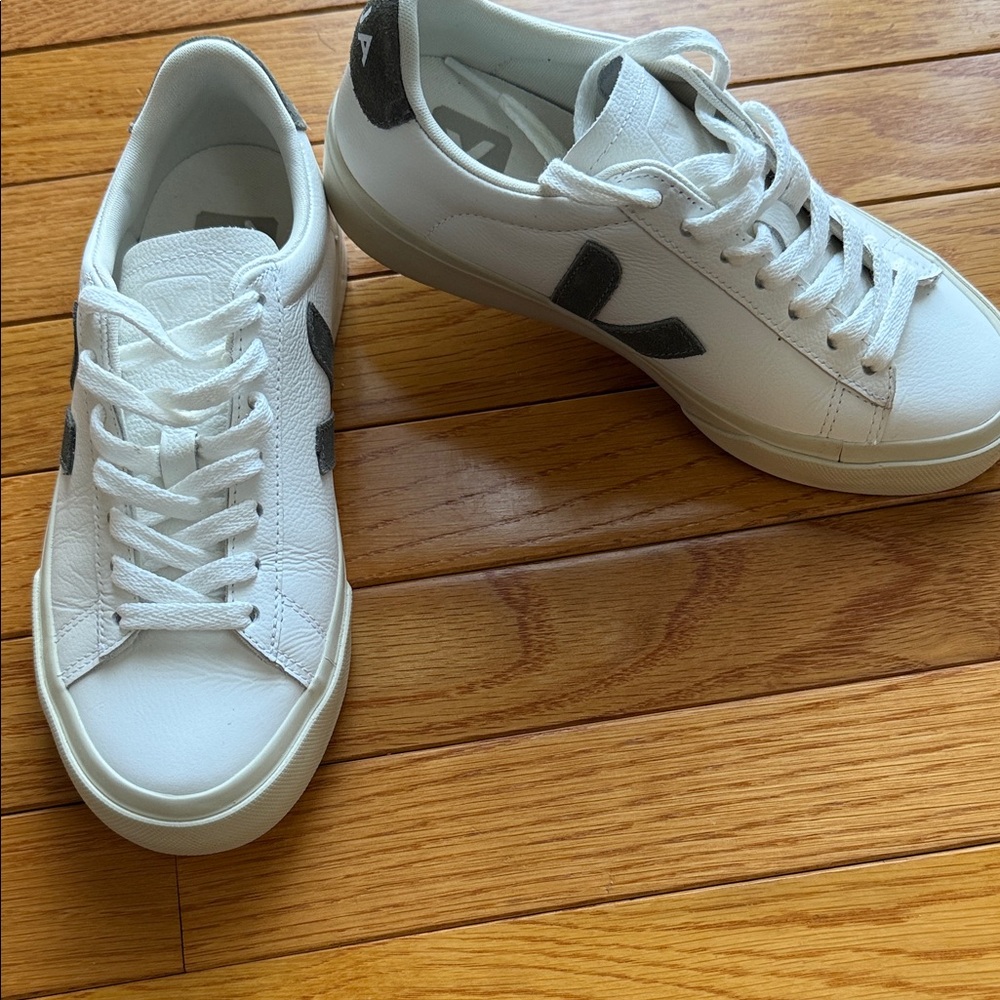 Veja Women's White Sneakers with Green Accents